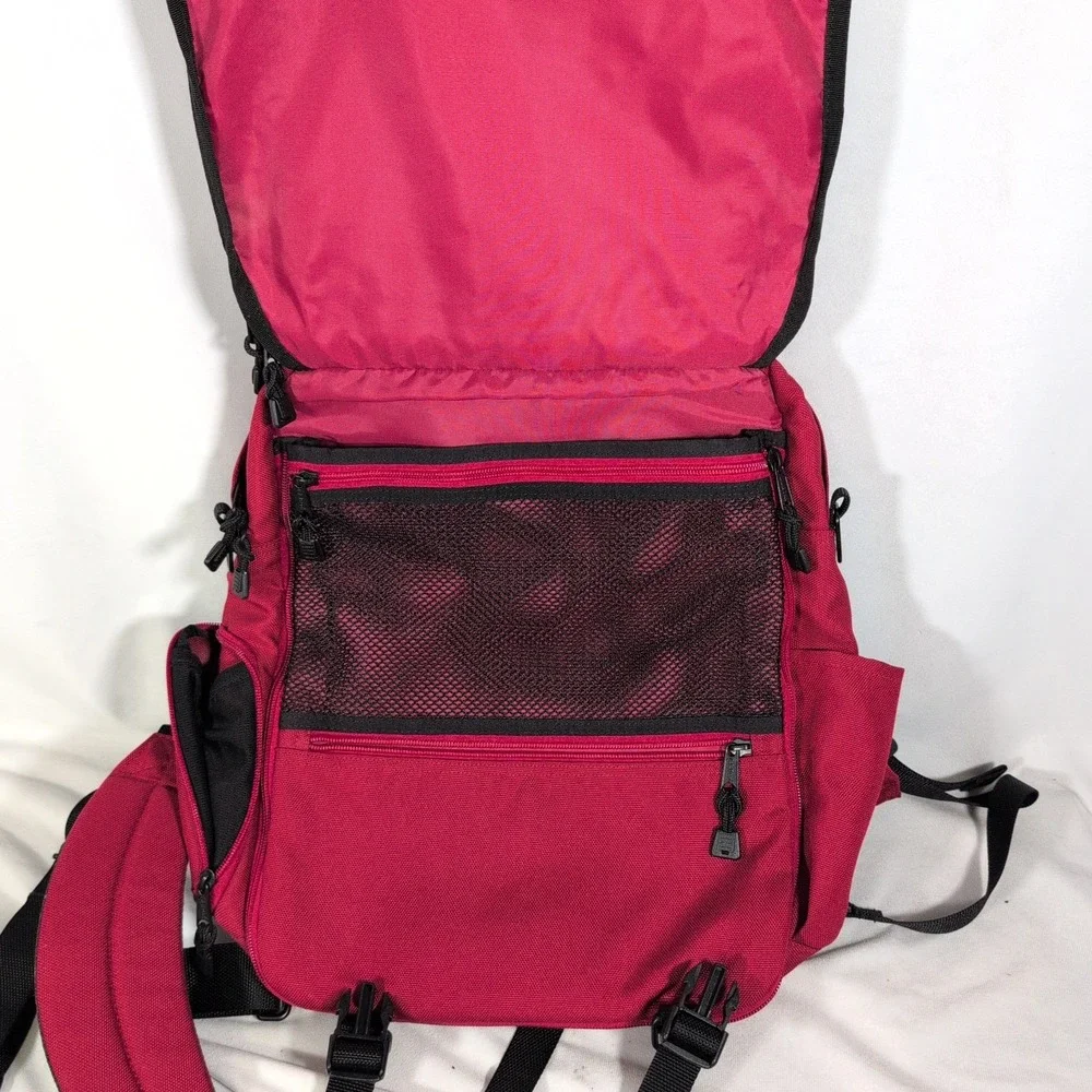 LL Bean 0NDR7 Deluxe Book Satchel Comfort Carry Laptop Travel Backpack Red